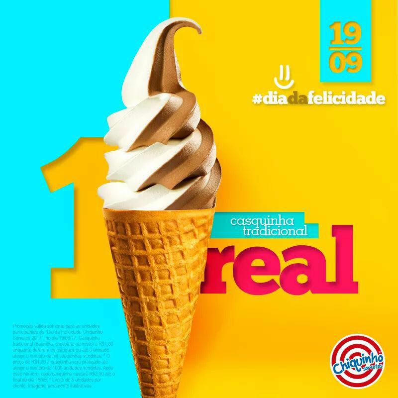 Chiquinho Sorvetes faz promoção com casquinha a 1 real