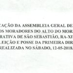ASSEMBLEIA GERAL DE CONSTITUIÇÃO DA ASSOCIAÇÃO DOS MORADORES DO ALTO DO MORRO DA CRUZ NA REGIÃO ADMINISTRAÇÃO DE SÃO SEBASTIÃO