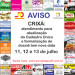 CRIXÁ: atendimento para atualização do Cadastro Único e formalização de dossiê tem nova data