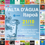 Interrupção no fornecimento de água – Itapoã – 21/10 – 7h às 23h50