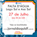 Interrupção no fornecimento de água no Lago Sul e Asa Sul -Veja as localidades