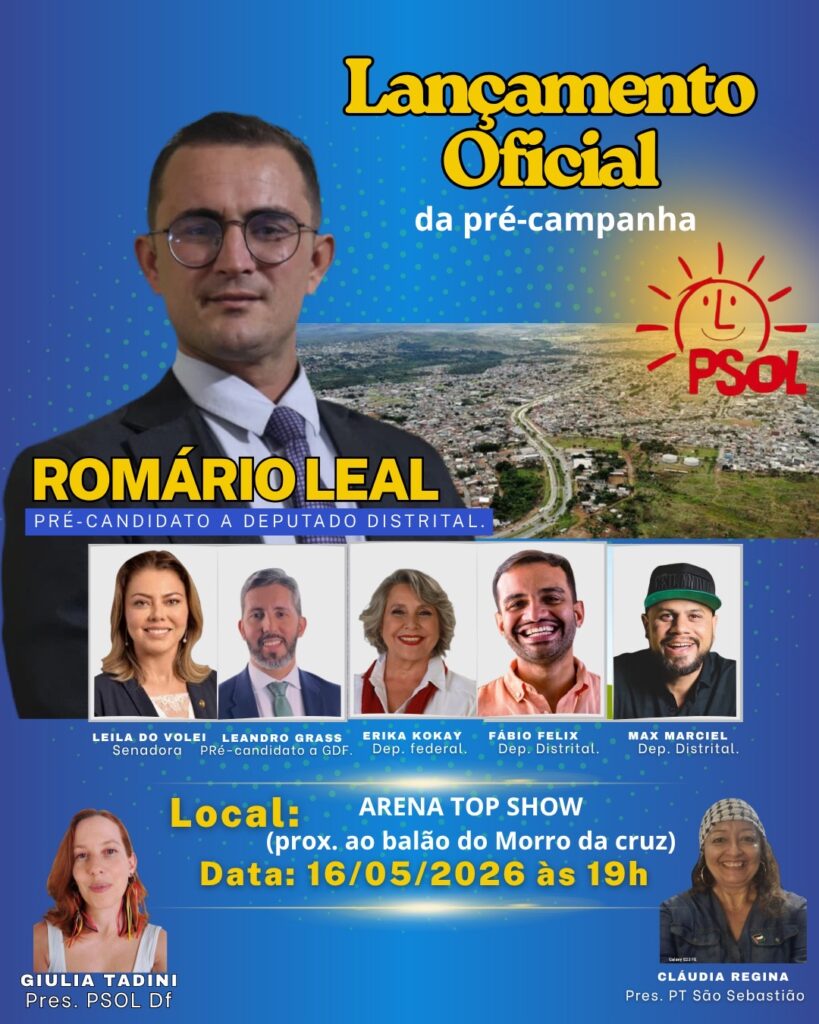 Aposta da esquerda em São Sebastião: Romário Leal lança pré-candidatura a deputado distrital Aposta da esquerda em São Sebastião: Romário Leal lança pré-candidatura a deputado distrital