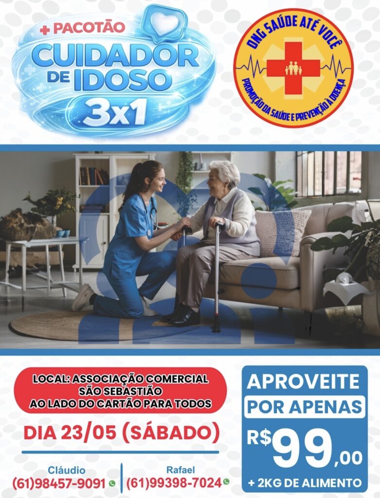 Pacotão Cuidador de Idoso 3×1 oferece capacitação acessível em São Sebastião